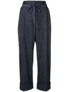 Giorgio Armani Tie Fastening Cropped Trousers - Blue