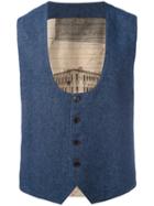 Al Duca D'aosta 1902 Dipped Scoop Neck Waistcoat, Men's, Size: 50, Blue, Virgin Wool