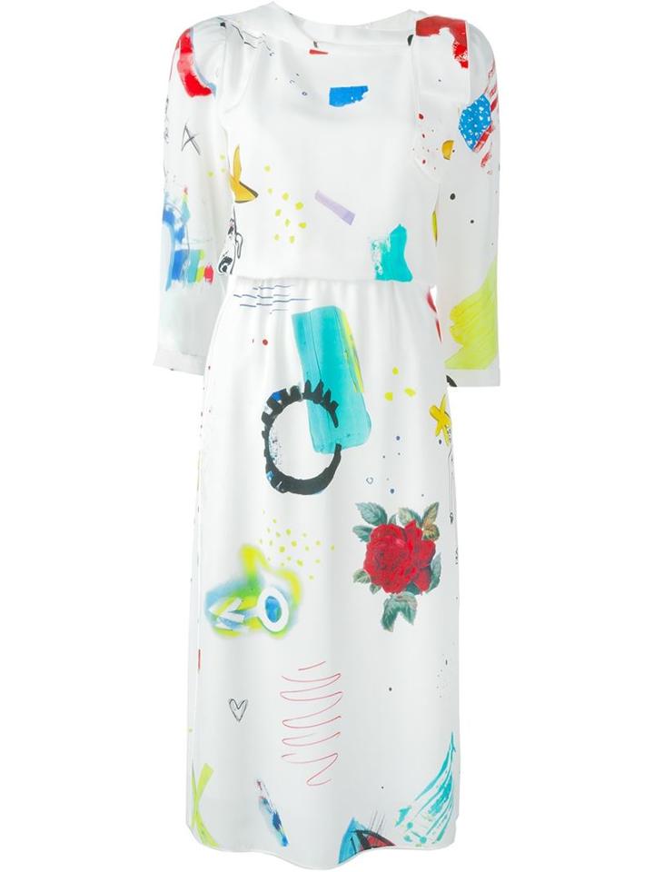 Marc Jacobs 'collage Print' Dress, Women's, Size: 12, White, Silk