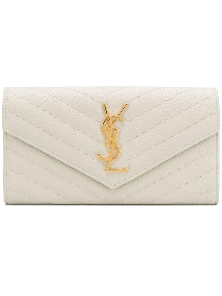 Saint Laurent Quilted Wallet - Neutrals