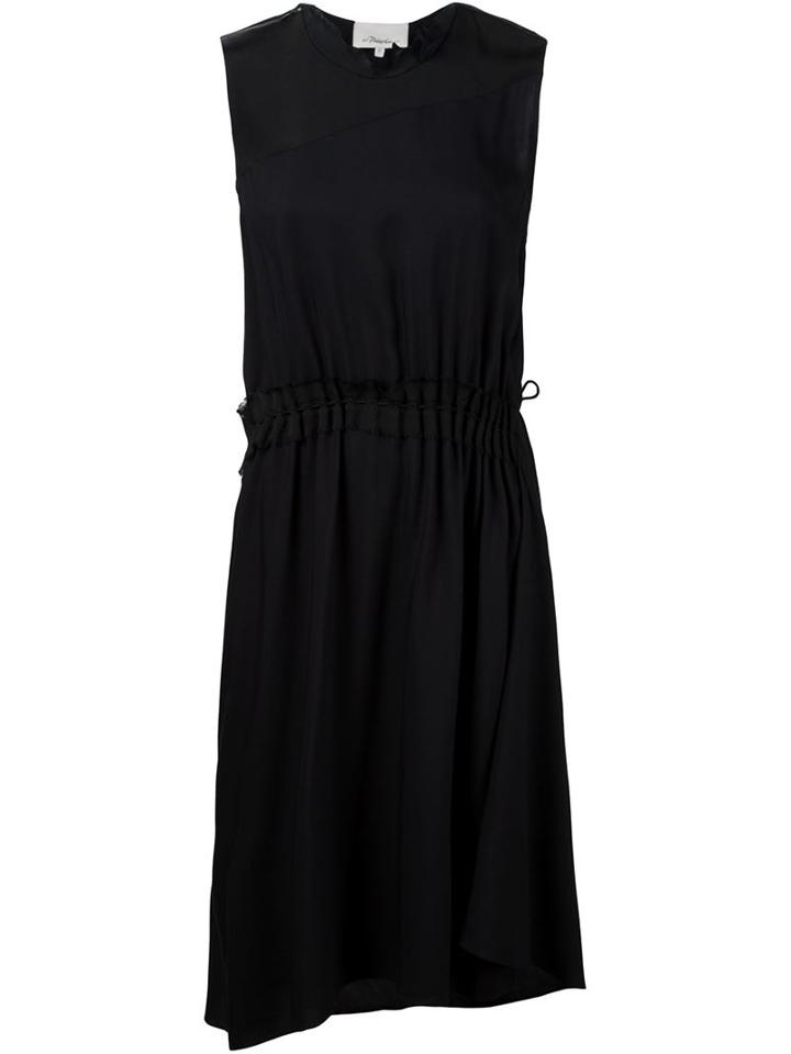 3.1 Phillip Lim Gathered Waist Dress, Women's, Size: 4, Black, Polyester/viscose/silk