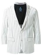 Guild Prime Double Pinstripe Single Breasted Blazer, Men's, Size: Small, White, Polyester/polyurethane/rayon