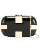 Corto Moltedo - Susan Shock Clutch Bag - Women - Brass/eel Skin/silk Satin - One Size, Women's, Black, Brass/eel Skin/silk Satin