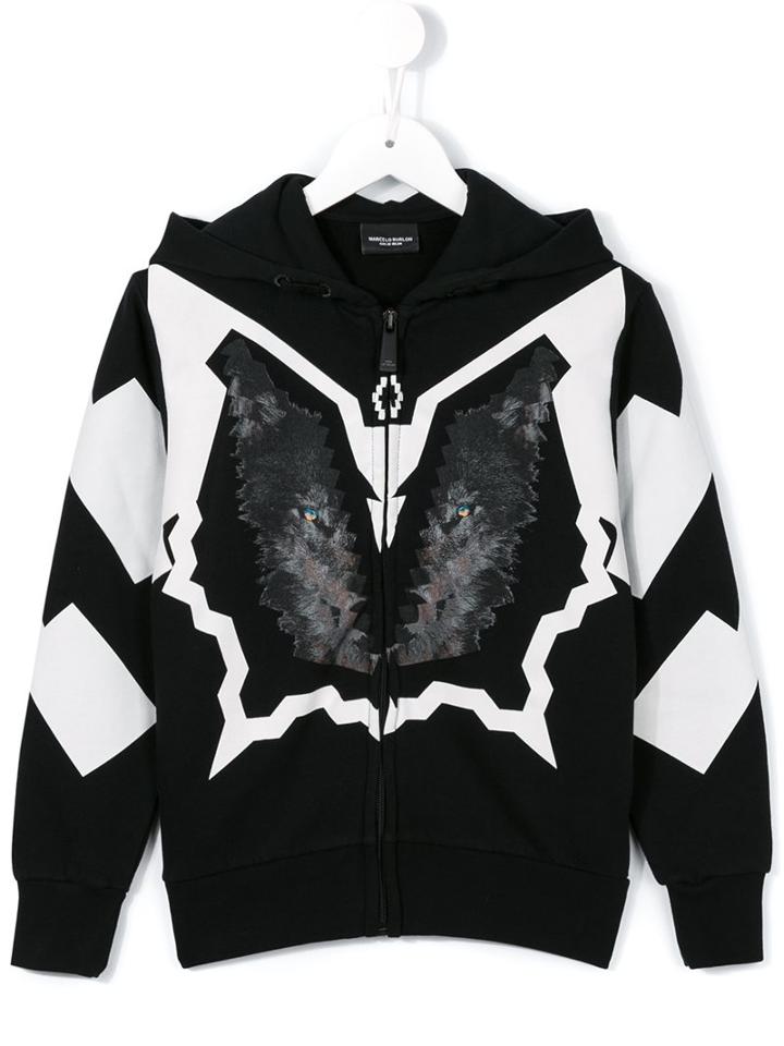 Marcelo Burlon County Of Milan Kids Digital Wolf Print Hoodie, Kids Unisex, Size: 10 Yrs, Black, Cotton/polyester