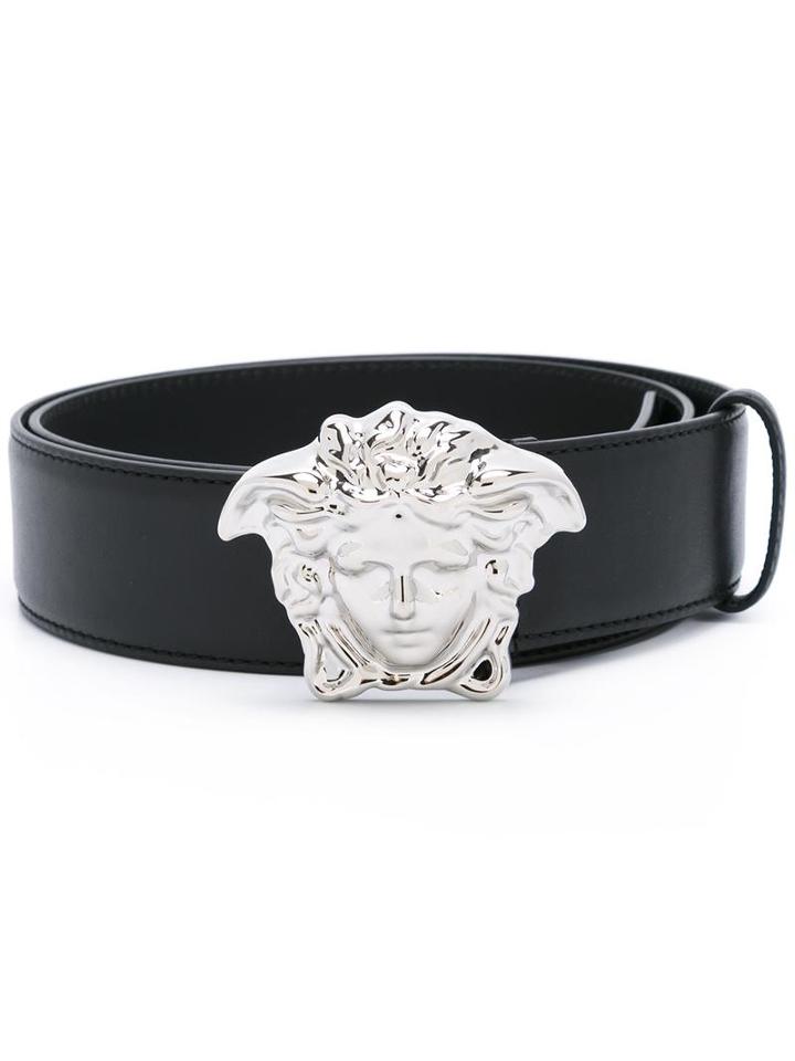 Versace 'palazzo Medusa' Belt, Men's, Size: 95, Black, Calf Leather