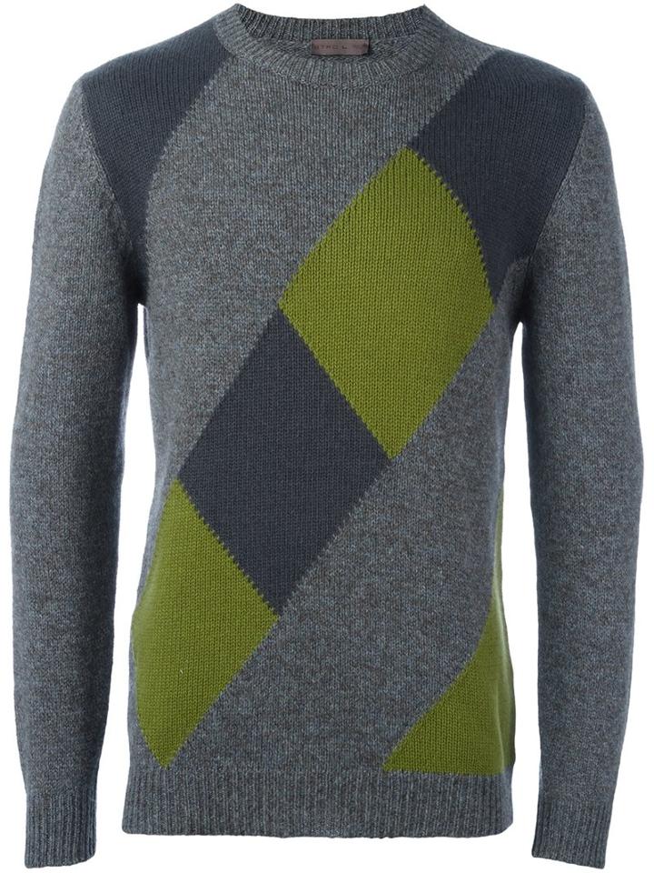 Etro Checked Jumper, Men's, Size: Xl, Grey, Cashmere/yak/virgin Wool