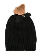 Dolce & Gabbana Kids Teddy Bear Pompom Beanie, Girl's, Size: 40 Cm, Black