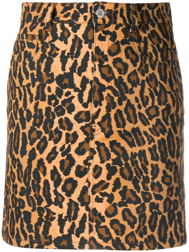 Miu Miu Leopard Mini Skirt - Brown