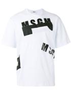 Msgm Printed Logo T-shirt, Men's, Size: Large, White, Cotton