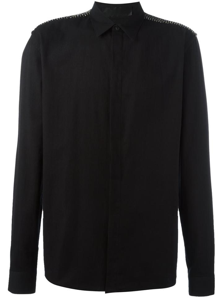 Haider Ackermann Striped Detail Shirt, Men's, Size: Small, Black, Cotton/acrylic/polyamide/virgin Wool
