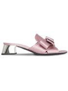 Burberry Bow Detail Satin Block-heel Mules - Pink & Purple