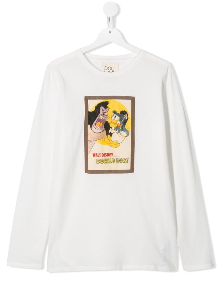 Douuod Kids Teen Donald Duck Top - White
