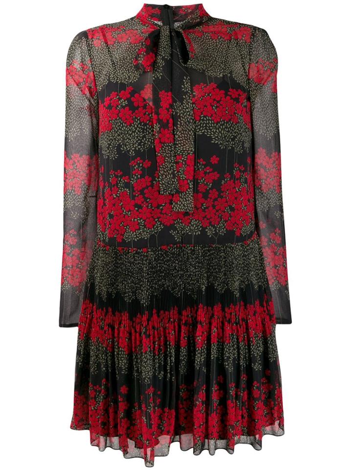 Red Valentino Floral Print Mini Dress - Black