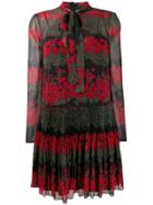 Red Valentino Floral Print Mini Dress - Black