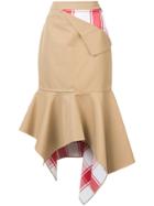 Monse Patchwork Peplum Asymmetric Skirt - Red