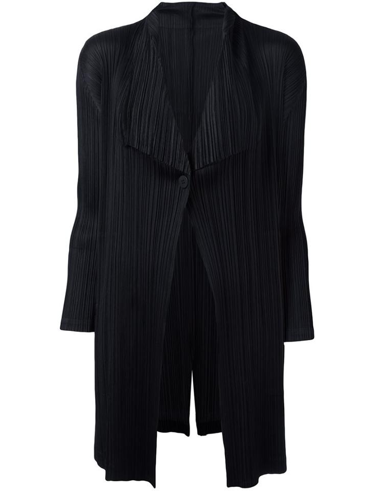 Pleats Please By Issey Miyake Pleated Draped Ligthweight Coat, Women's, Size: 5, Black, Polyester