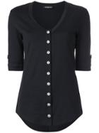 Balmain Button Front Jersey Top - Black