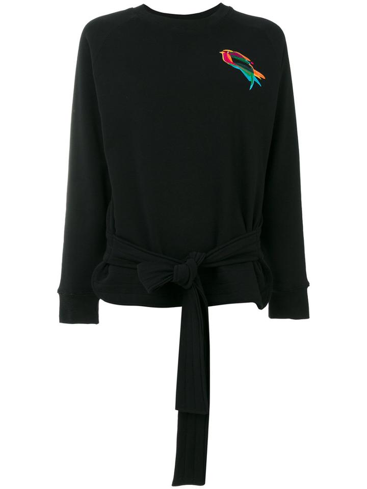 Ioana Ciolacu - Embroidered Bird Sweatshirt - Women - Cotton/polyester - Xs, Black, Cotton/polyester