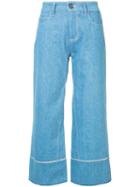 Vionnet - Cropped Wide Leg Jeans - Women - Cotton - 42, Blue, Cotton