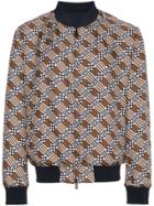 Fendi Logo Print Reversible Silk Bomber Jacket - Brown