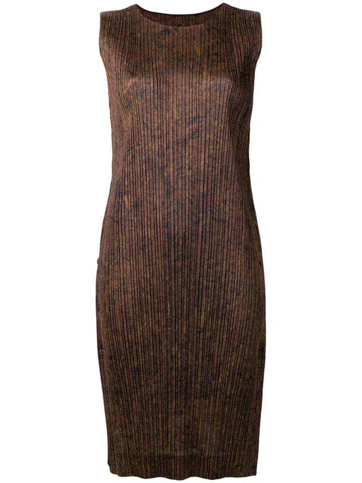 Pleats Please By Issey Miyake Pleated Shift Dress - Brown