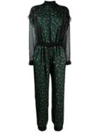 Sacai Leopard Print Chiffon Jumpsuit - Green