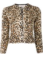 Carolina Herrera Cheetah Print Cardigan, Women's, Size: Small, Brown, Virgin Wool