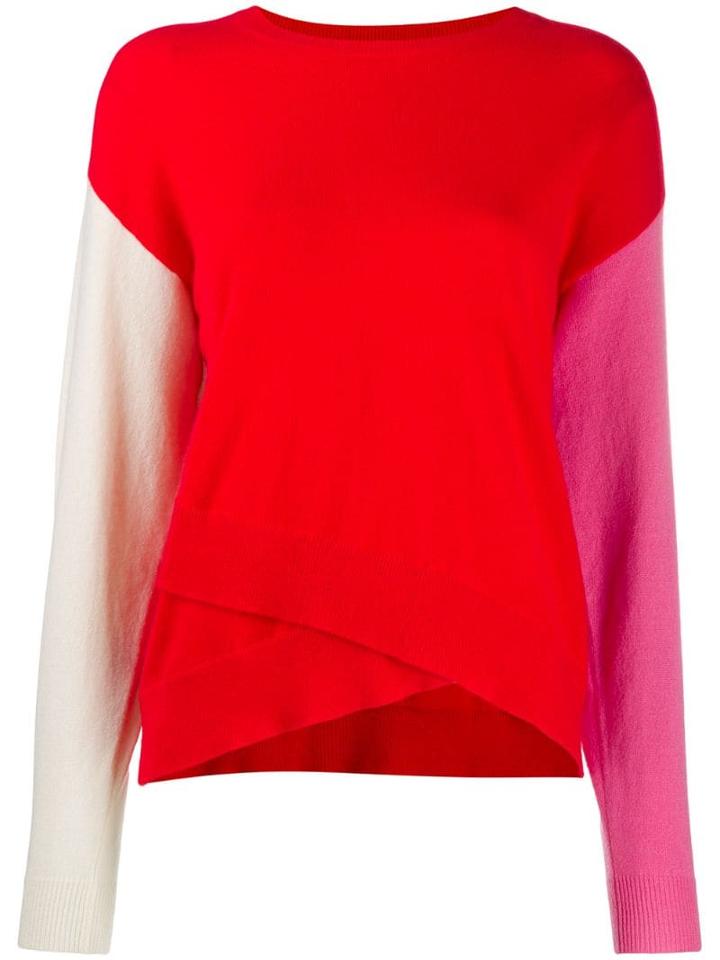 Chinti & Parker Colour-block Asymmetric Jumper - Red