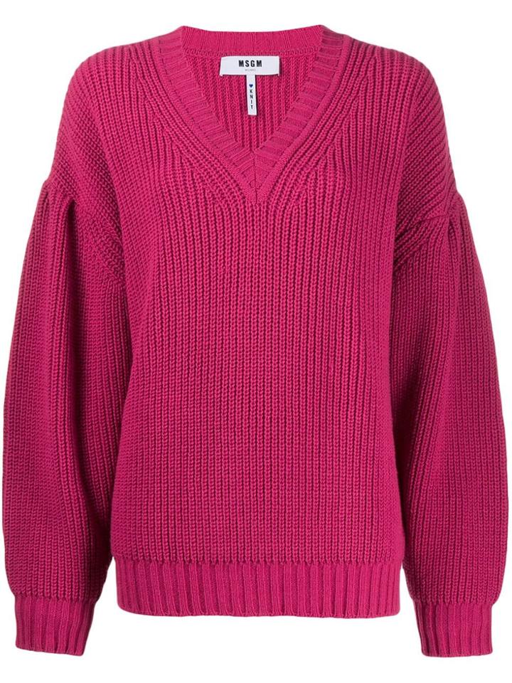 Msgm Chunky Knit Jumper - Pink