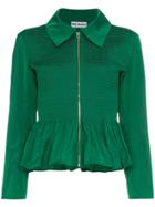 Molly Goddard Lillian Peplum Hem Zip Jacket - Green