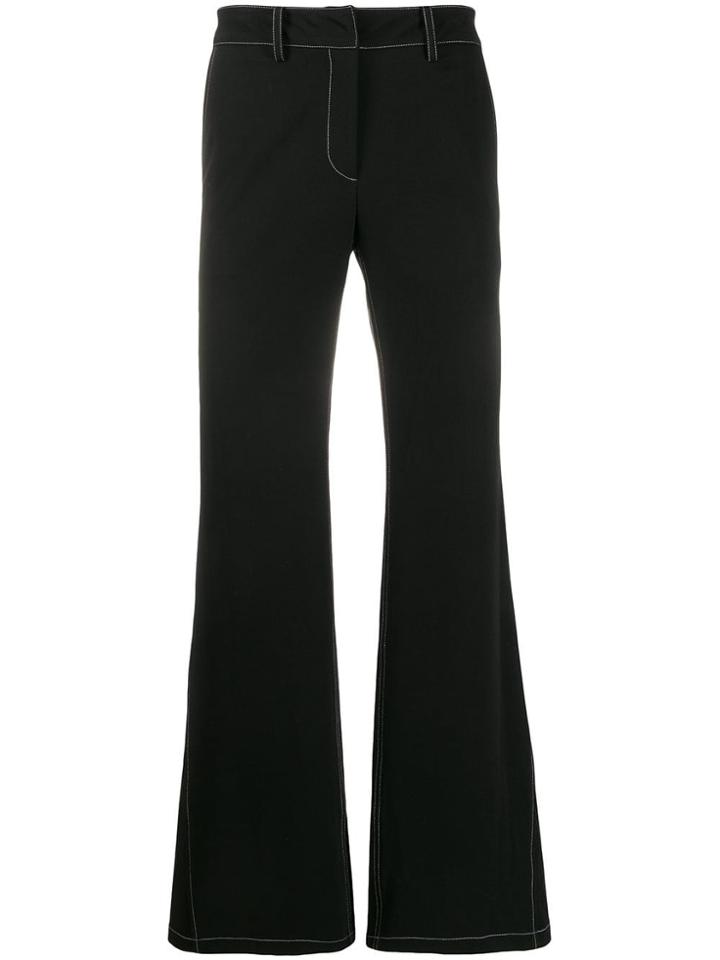 Wwwm Stitch-detail Flared Trousers - Black