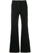 Wwwm Stitch-detail Flared Trousers - Black