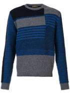 Etro Colour Block Pullover, Men's, Size: Large, Blue, Wool