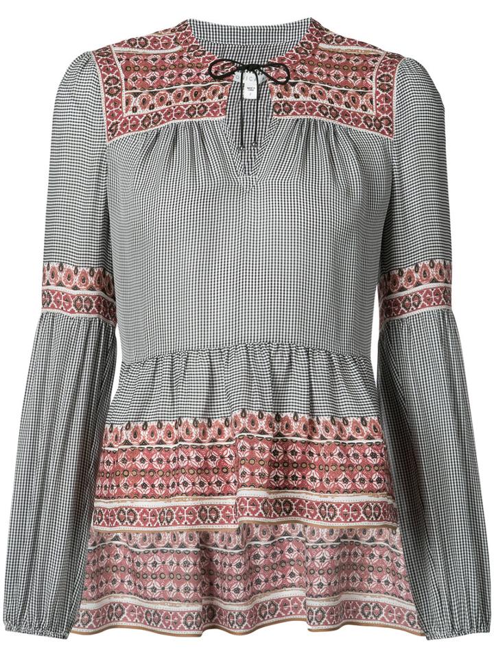 Veronica Beard - Peplum Boho Blouse - Women - Silk - 8, Black, Silk