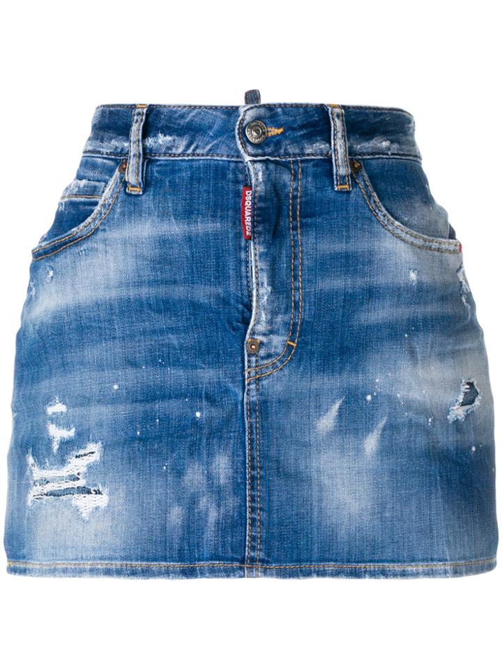 Dsquared2 Distressed Denim Skirt - Blue