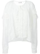 Faith Connexion Broderie Anglaise Ruffled Blouse, Women's, Size: Small, White, Cotton