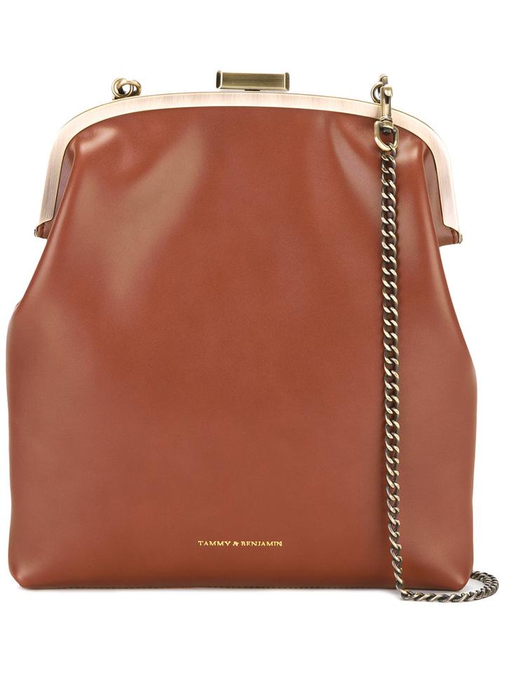 Tammy & Benjamin Logo Print Shoulder Bag, Women's, Brown, Calf Leather