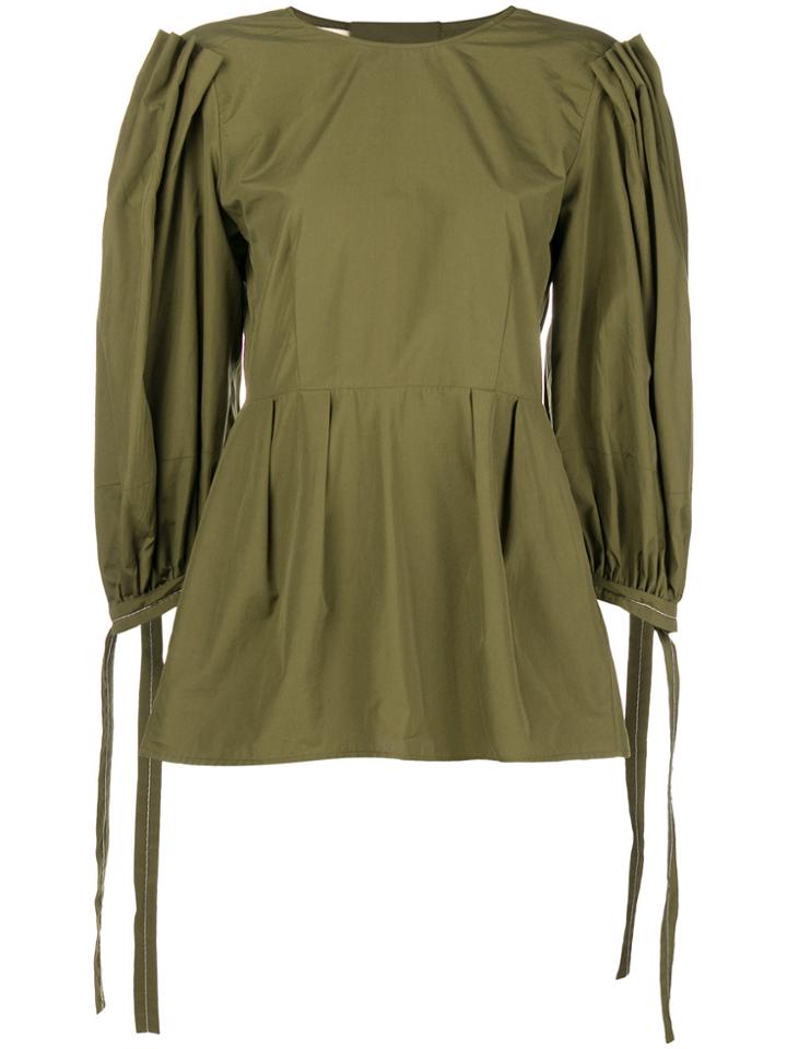 Marni Balloon Sleeve Poplin Top - Green
