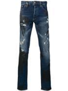 Philipp Plein Palm Print Distressed Jeans - Blue
