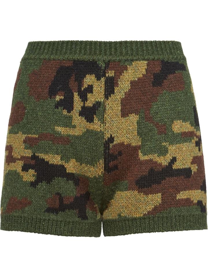Miu Miu Knitted Camouflage Shorts - Green