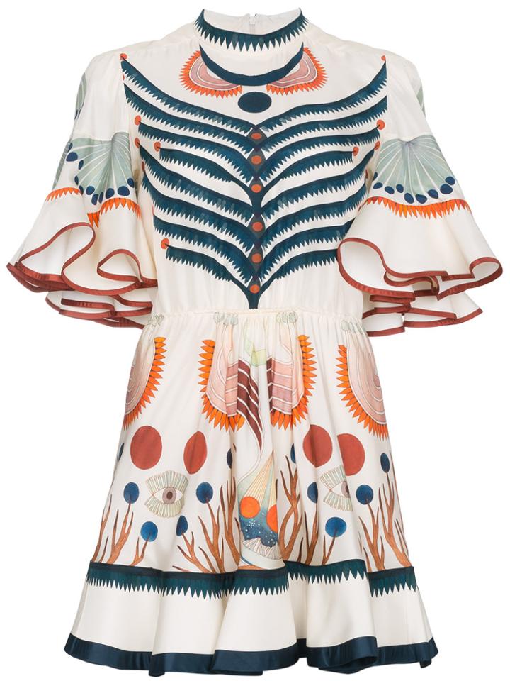 Chloé Folkloric Silk Georgette Minidress - Nude & Neutrals