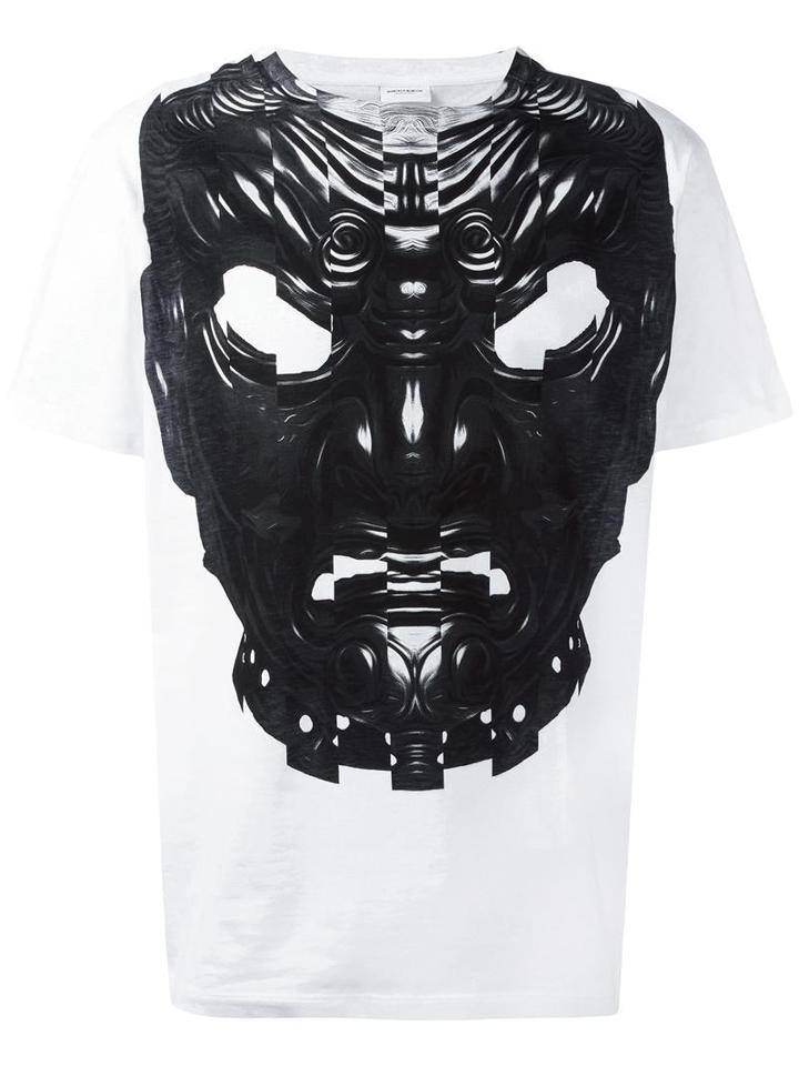 Marcelo Burlon County Of Milan Mask Print T-shirt, Men's, Size: Medium, White, Cotton