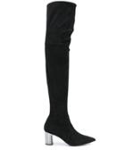 Casadei Over-the-knee Metallic Heel Boots - Black