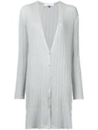 Le Ciel Bleu - Long Button Cardigan - Women - Polyester/rayon - 36, Grey, Polyester/rayon