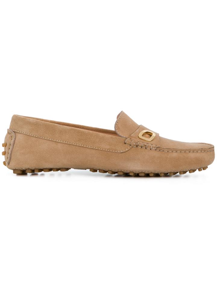 Rupert Sanderson Gold Hardware Loafers - Nude & Neutrals