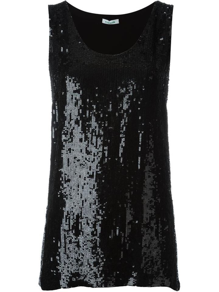 P.a.r.o.s.h. Sequined Tank Top, Women's, Size: L, Black, Viscose/pvc