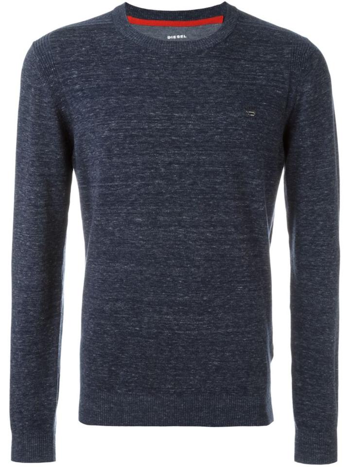 Diesel Plain Casual Sweatshirt, Men's, Size: Small, Blue, Cotton/nylon/spandex/elastane