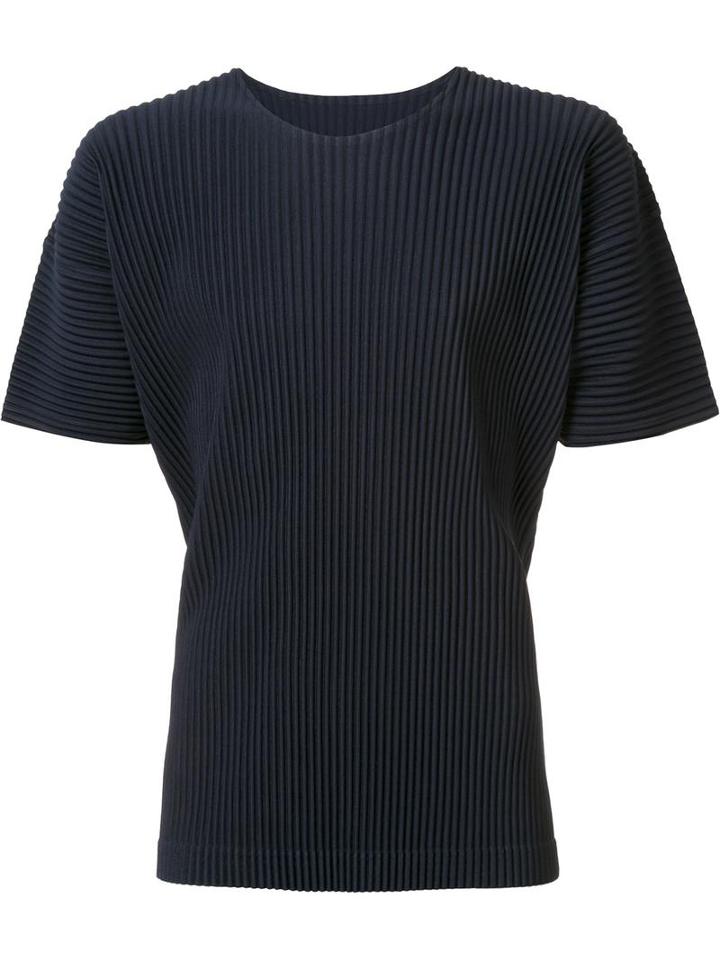 Homme Plissé Issey Miyake Basic Ribbed T-shirt, Men's, Size: 2, Black, Polyester