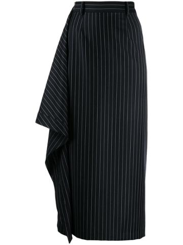 Youser Stripe Drape Midi Skirt - Blue