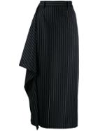 Youser Stripe Drape Midi Skirt - Blue